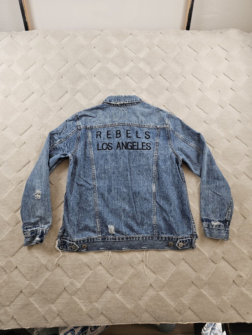 Lucky Brand Distressed Blue Denim Jacket Womens Large